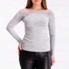 Tezenis bordázott hosszú ujjú top csipkével