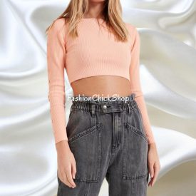 Tezenis hosszú ujjú bordázott crop top